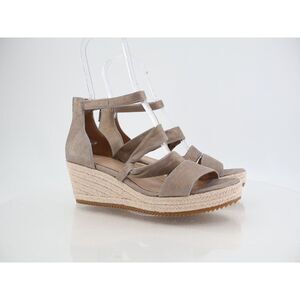 Eileen Fisher Wisp Espadrille Sandal Wedge Pewter Nubuck Leather Comfy Size 11